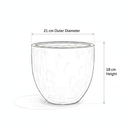 Keramik Pflanzgefäß "Egg Pot" Lava Braun Ø 21cm – Geschliffen & Struktur