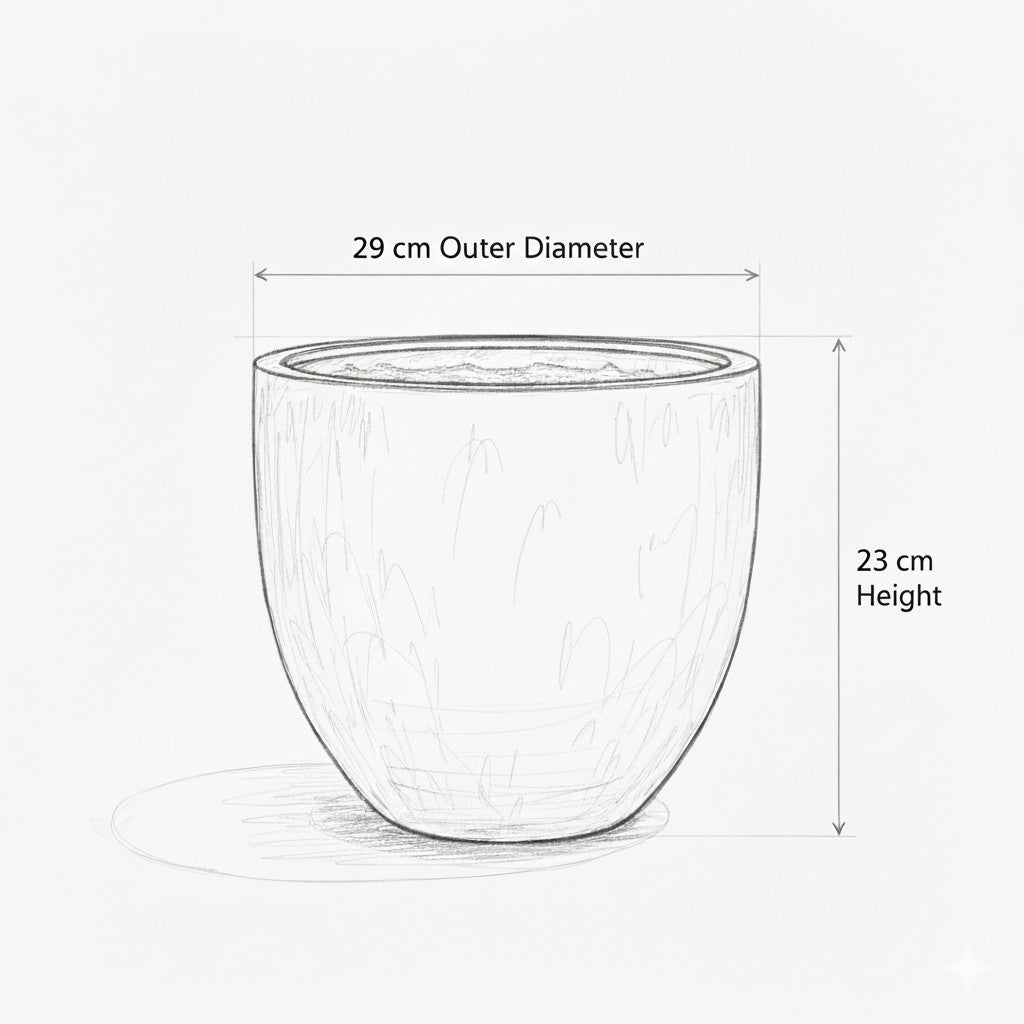 Keramik Pflanzgefäß "Egg Pot" Lava Braun Ø 29cm – Geschliffen & Struktur