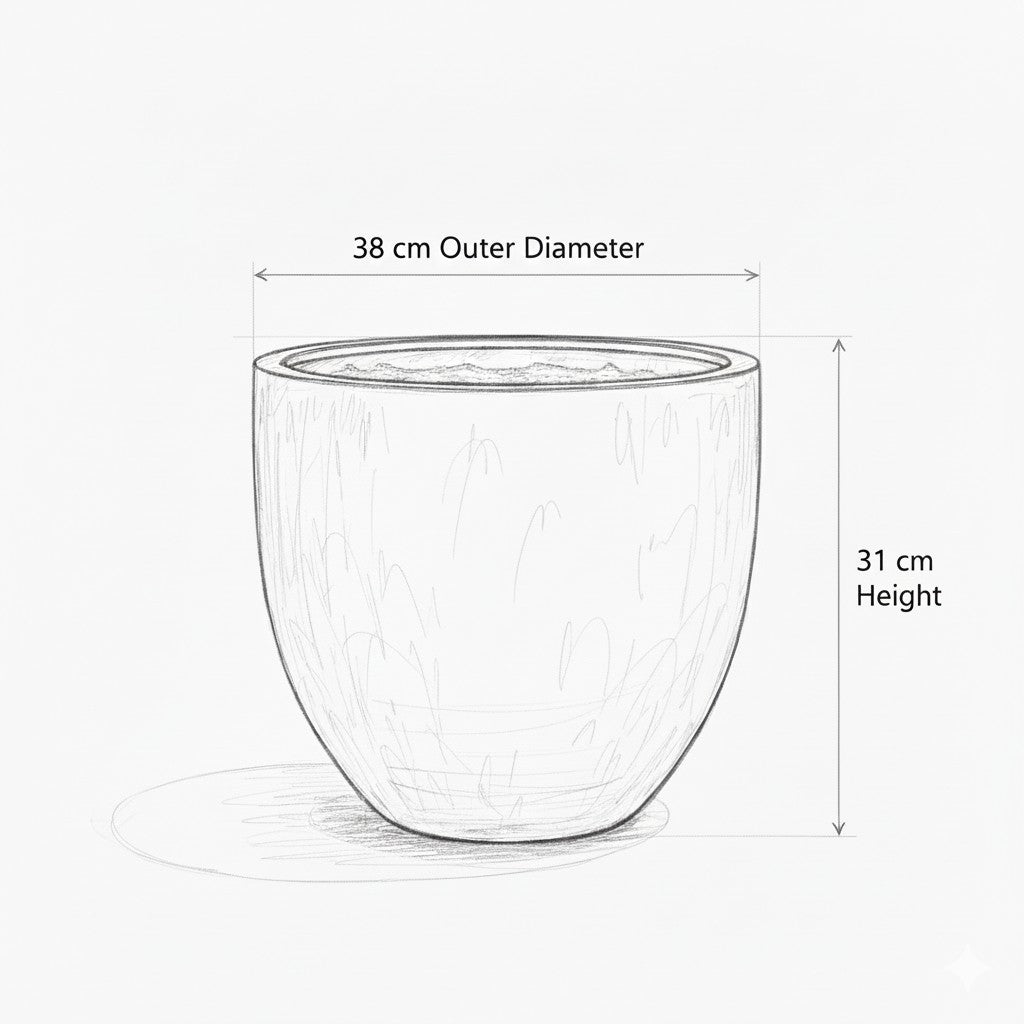 Keramik Pflanzgefäß "Egg Pot" Lava Braun Ø 38cm – Geschliffen & Struktur