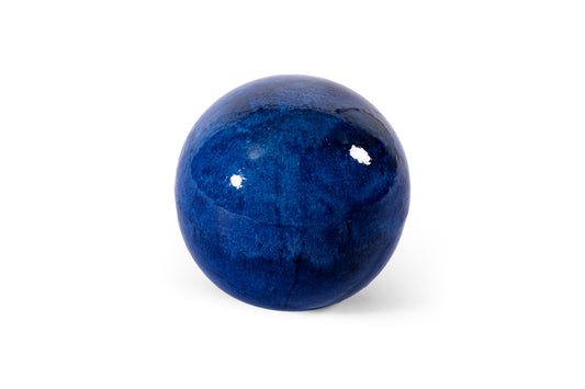 Gartenkugel Keramik 12cm Royal Blau glasiert