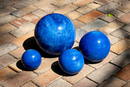Gartenkugeln Rosenkugeln Keramik 4er Set Royal Blau glasiert