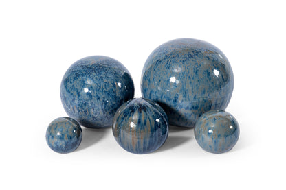 Gartenkugeln Keramik 3er Set Rost Blau