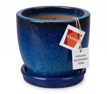 Keramik Blumentöpfe mit Untersetzern, Ø ca. 21 cm | 17 Farben