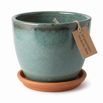 Keramik Blumentöpfe mit Untersetzern, Ø ca. 21 cm | 17 Farben