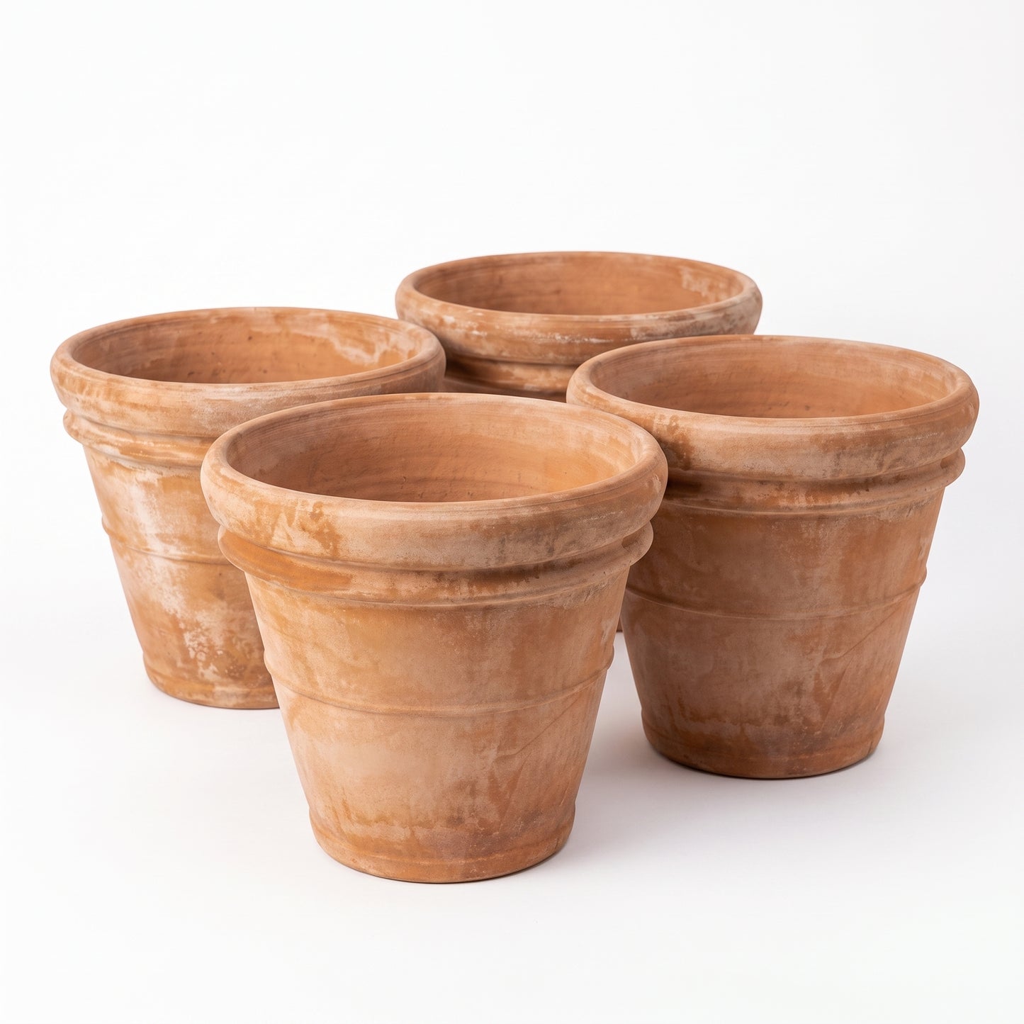 4er-Set XXL Terrakotta Pflanzkübel Vaso Doppio Orlo V70 – Ø 80 cm