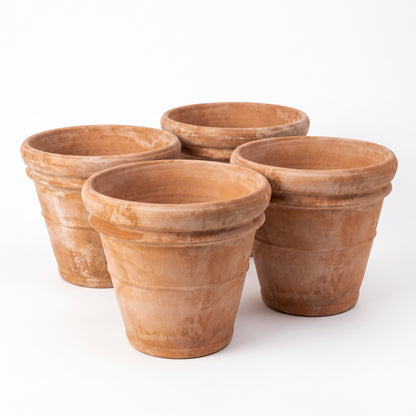 4er-Set XXL Terrakotta Pflanzkübel Vaso Doppio Orlo V70 – Ø 80 cm
