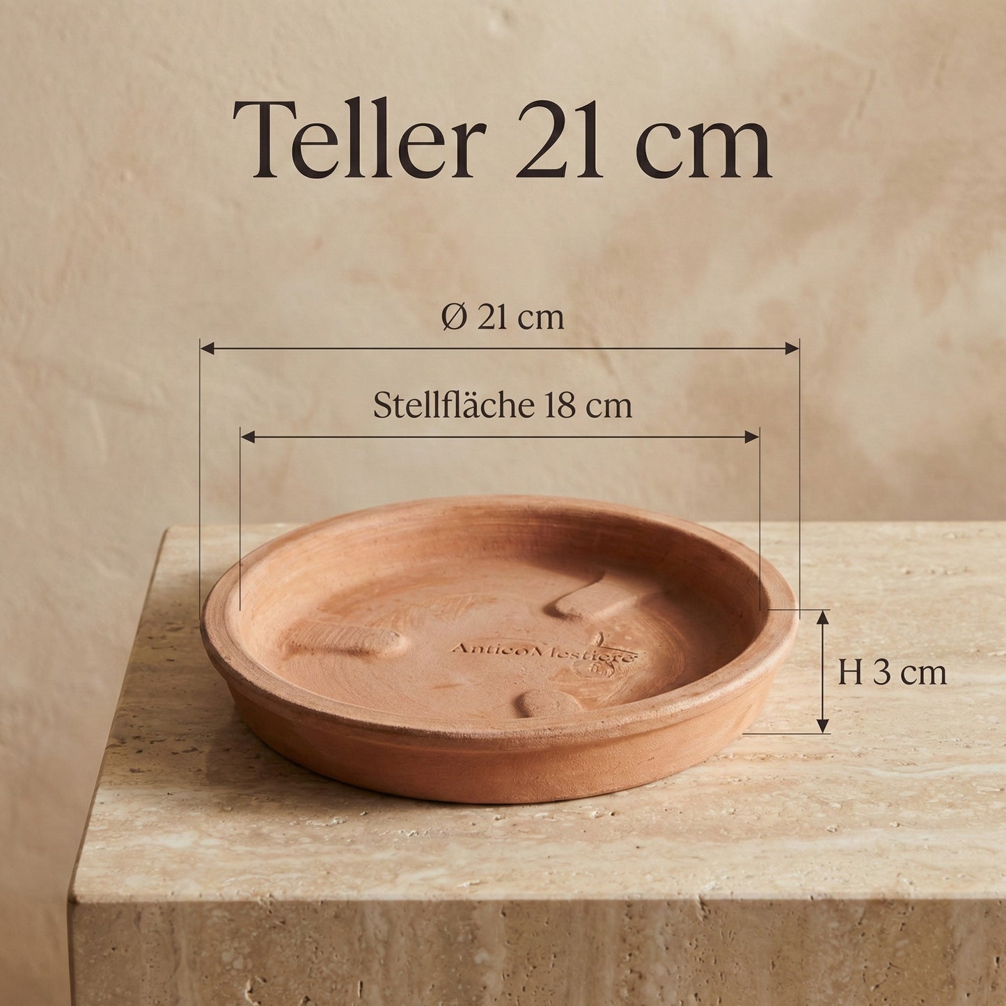 Pflanzteller / Untersetzer Terrakotta – Ø 21 bis 44 cm – Handgefertigt in Italien – Frostfest