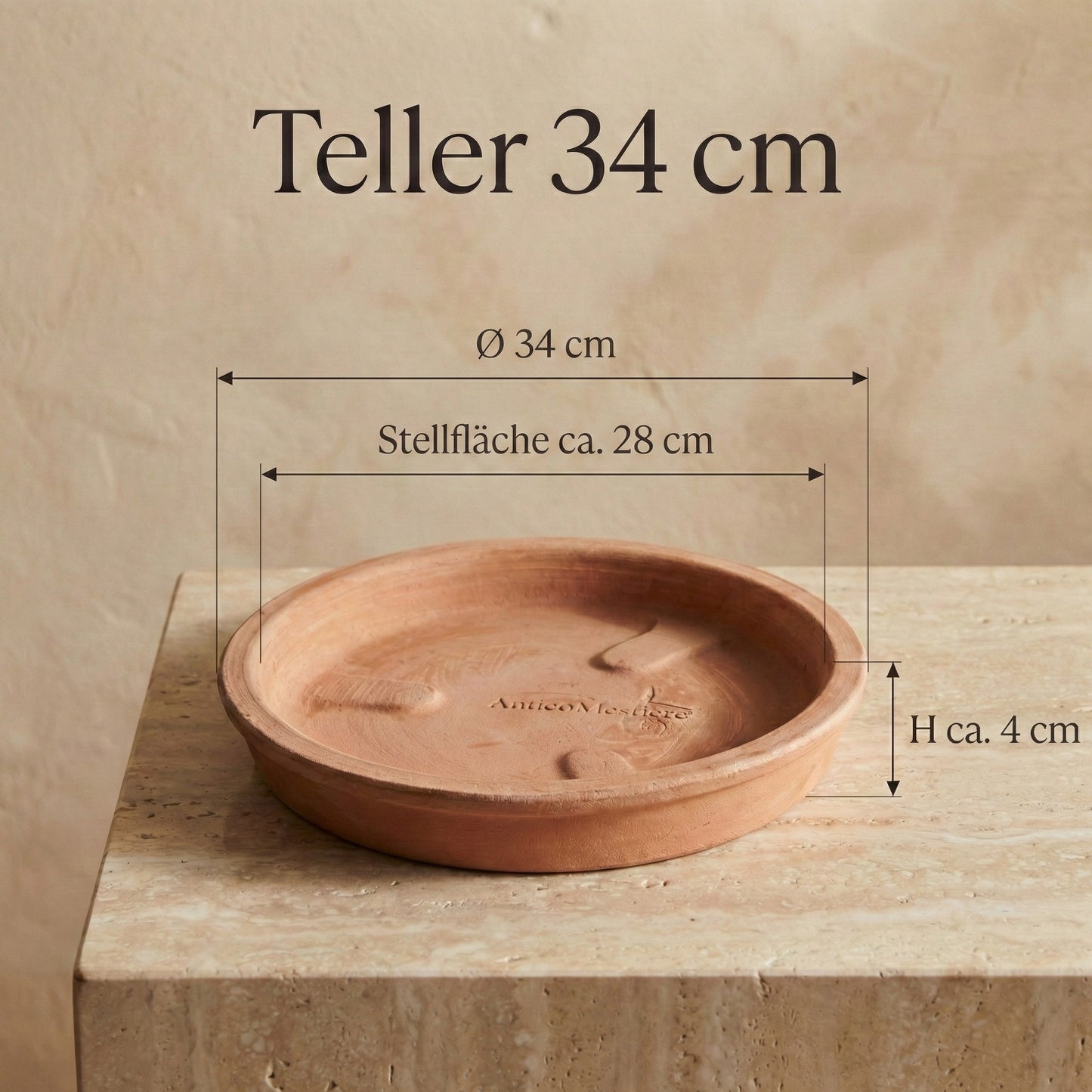 Großer Terrakotta Pflanzkübel "Festonato" – Ø 41 cm – Italienisches Design – Handarbeit – Frostfest