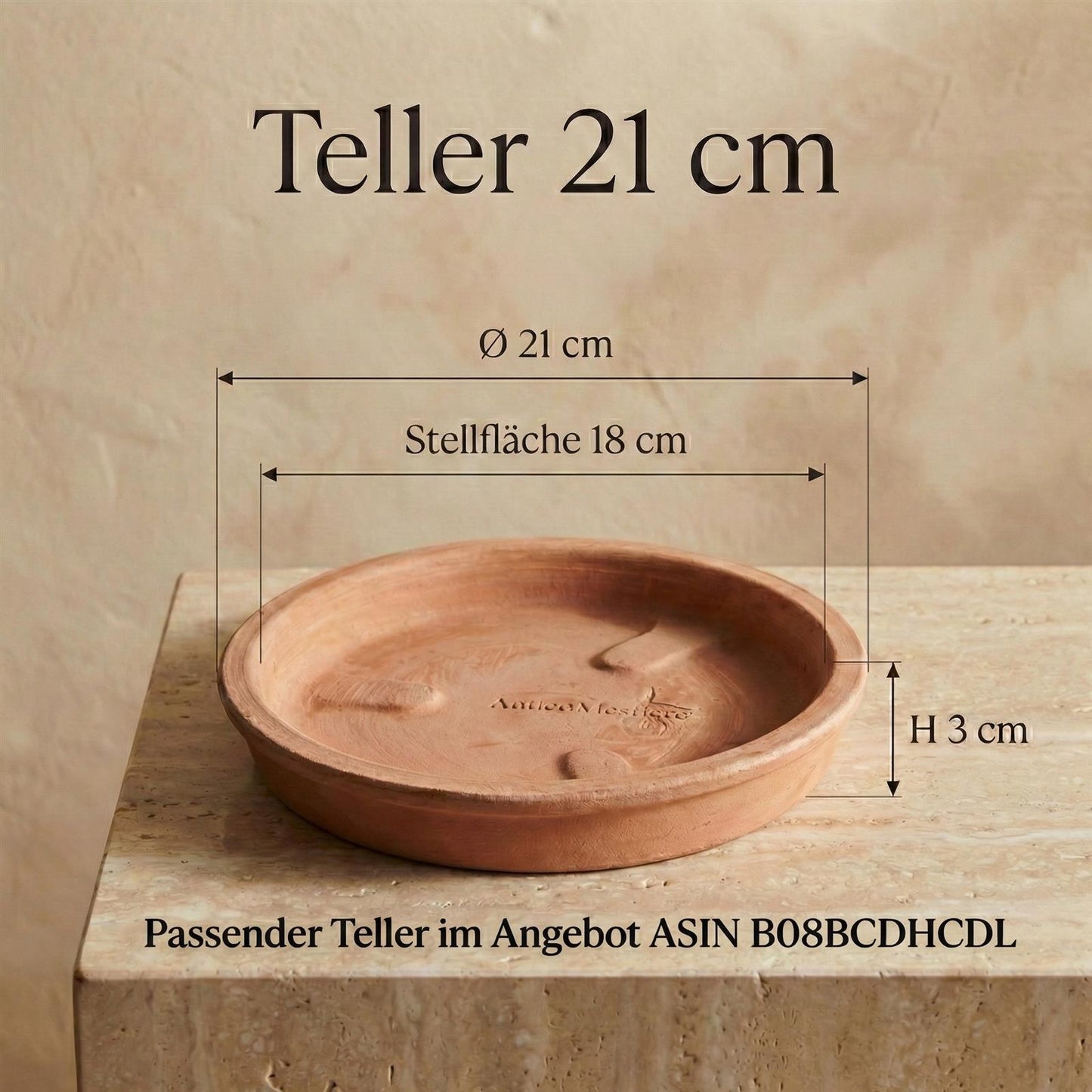 Passender Terrakotta Untersetzer für die Limonen-Serie, handgearbeitet mit natürlichem Farbfinish.