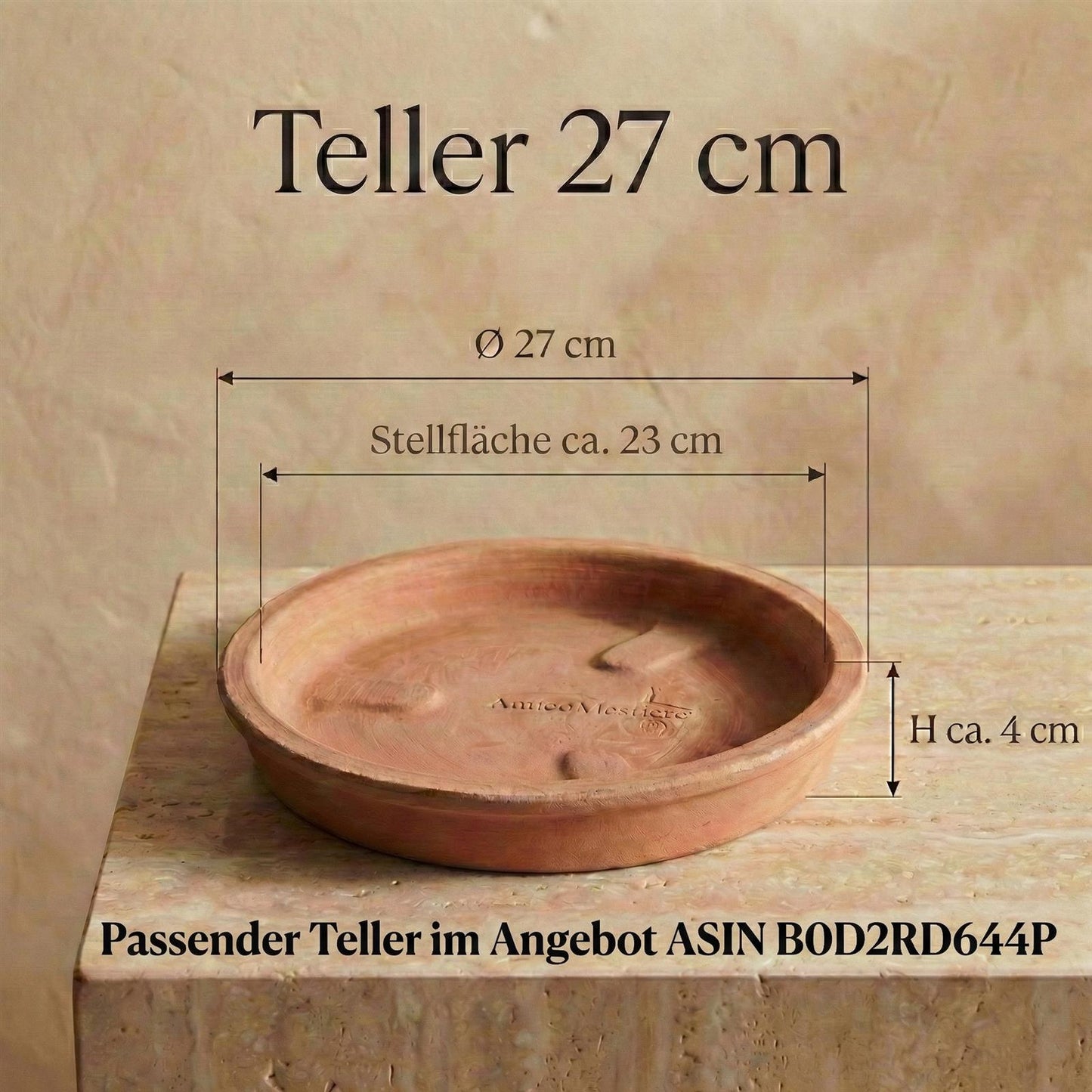 Pflanzgefäß Terrakotta "Limone" – Ø 31 cm – Handgefertigt in Italien – Frostfest