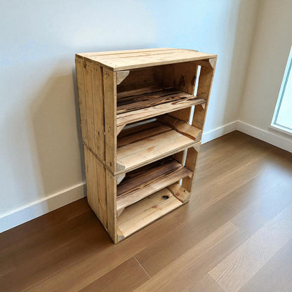 Vintage Natur Holzkisten 2er Set 50 x 40 x 30cm mit Ablage Lang