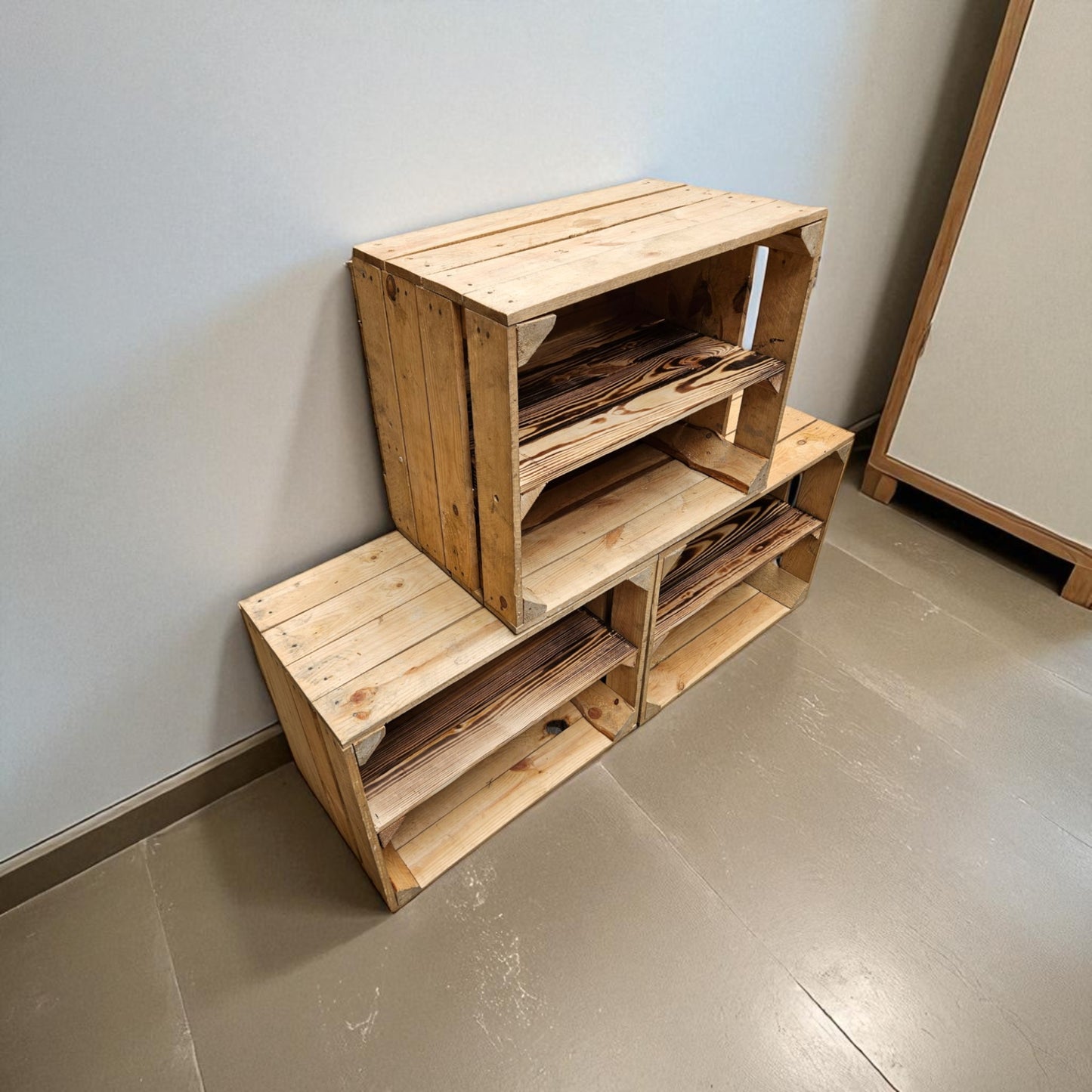 Holzkisten Vintage 3er Set 50 x 40 x 30cm Ablage Lang