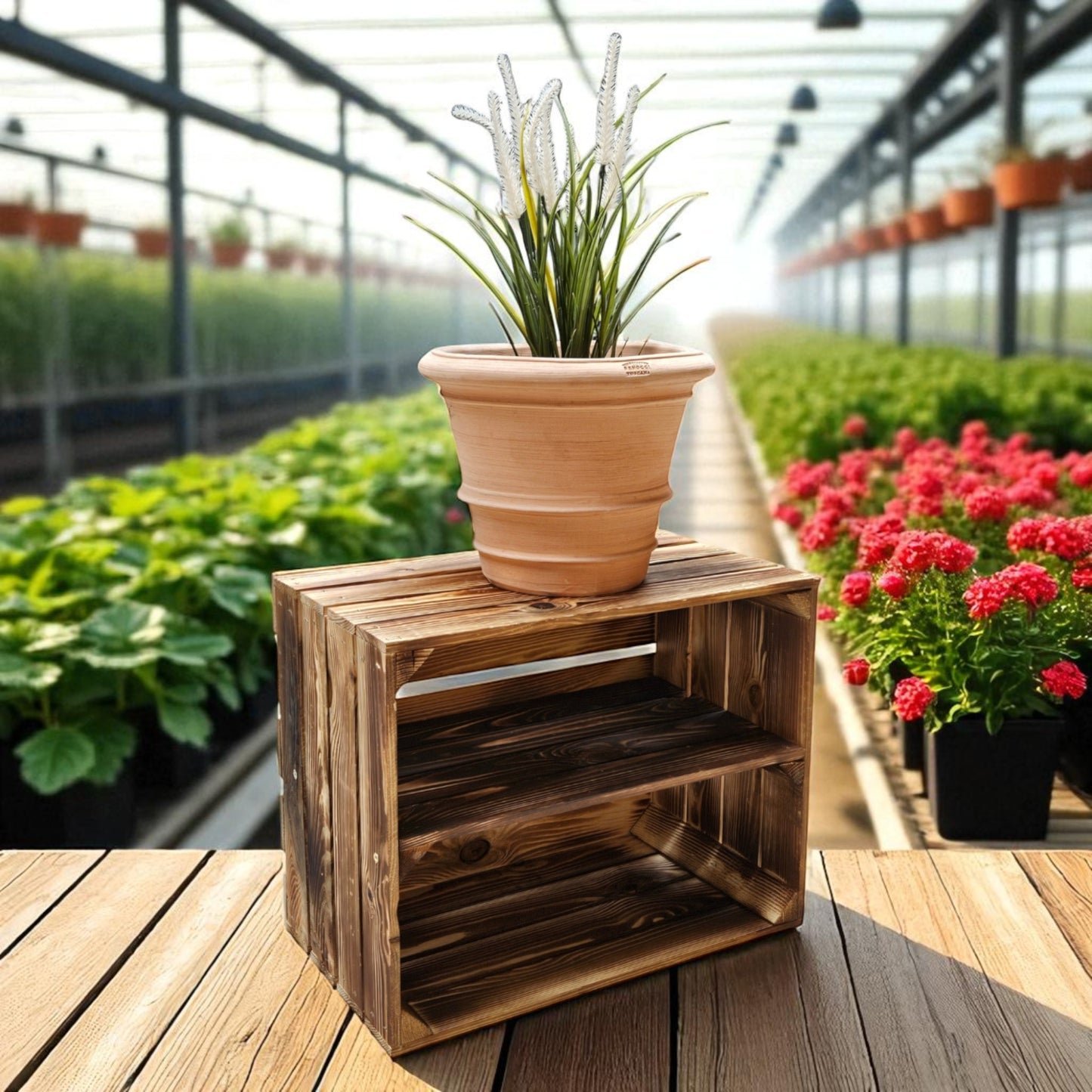 Caisses en bois étagères 50 x 40 x 30 cm avec étagère longue 8 x