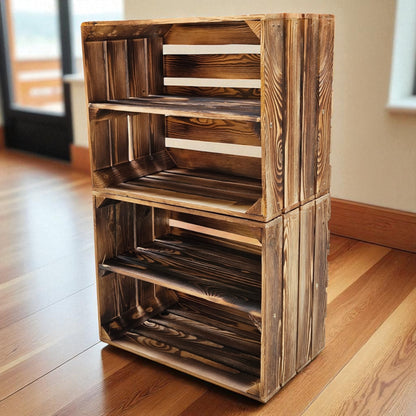 Holzkiste Kistenregal 50x40x30cm Boden Längs Geflammt 2er SET