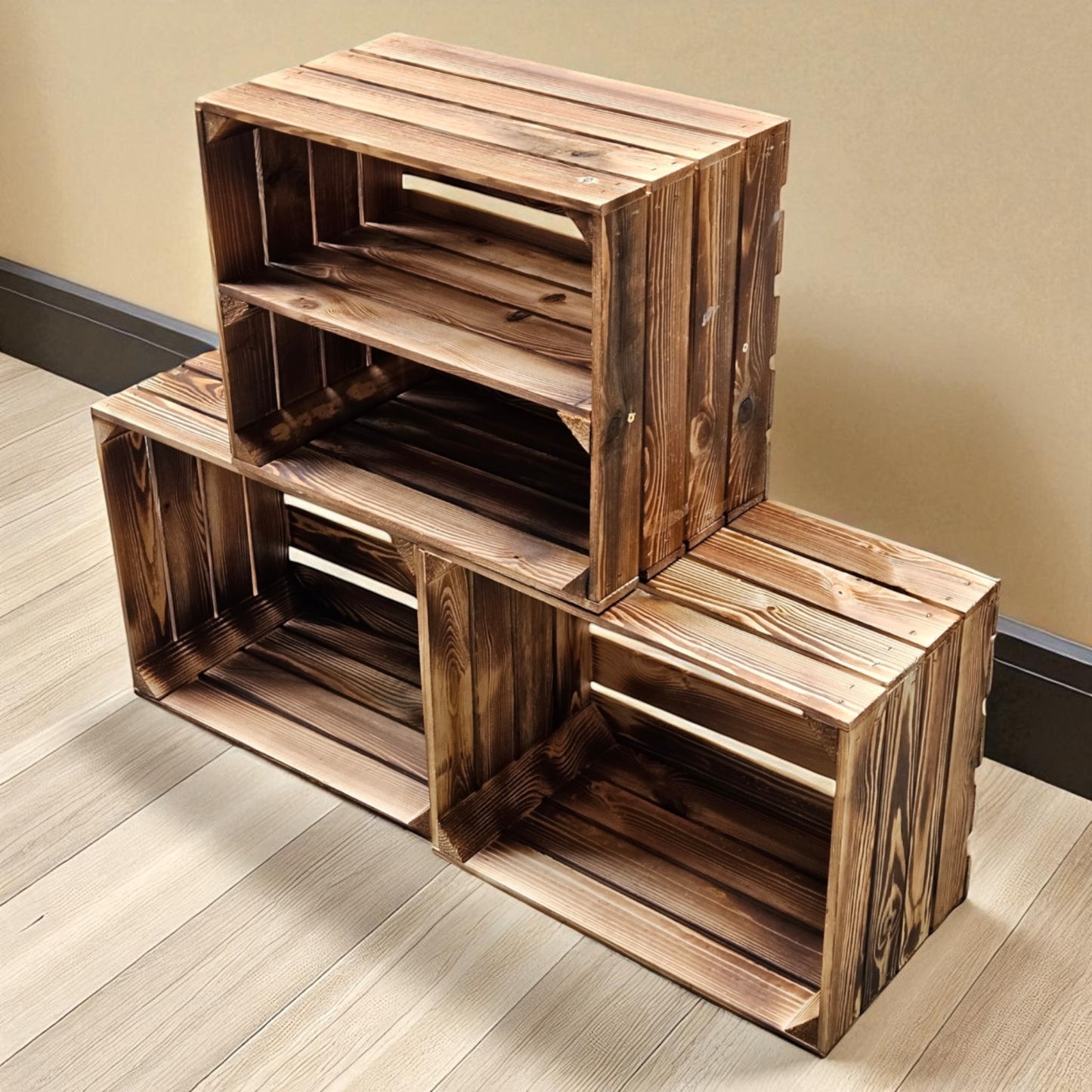 Obstkisten 3er Set 50 x 40 x 30cm Ablage Lang Geflammt