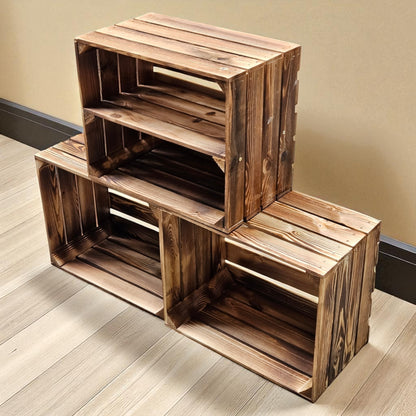 Obstkisten 3er Set 50 x 40 x 30cm Ablage Lang Geflammt