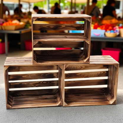 Obstkisten 3er Set 50 x 40 x 30cm Ablage Lang Geflammt