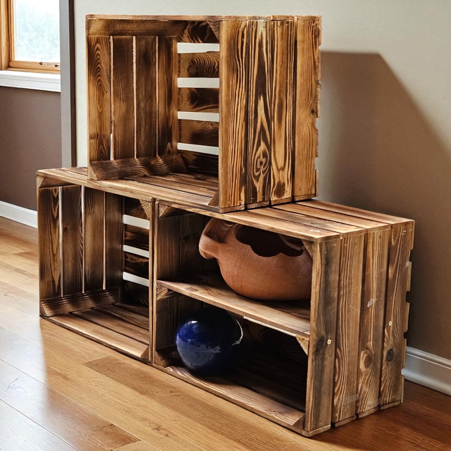 Obstkisten 3er Set 50 x 40 x 30cm Ablage Lang Geflammt