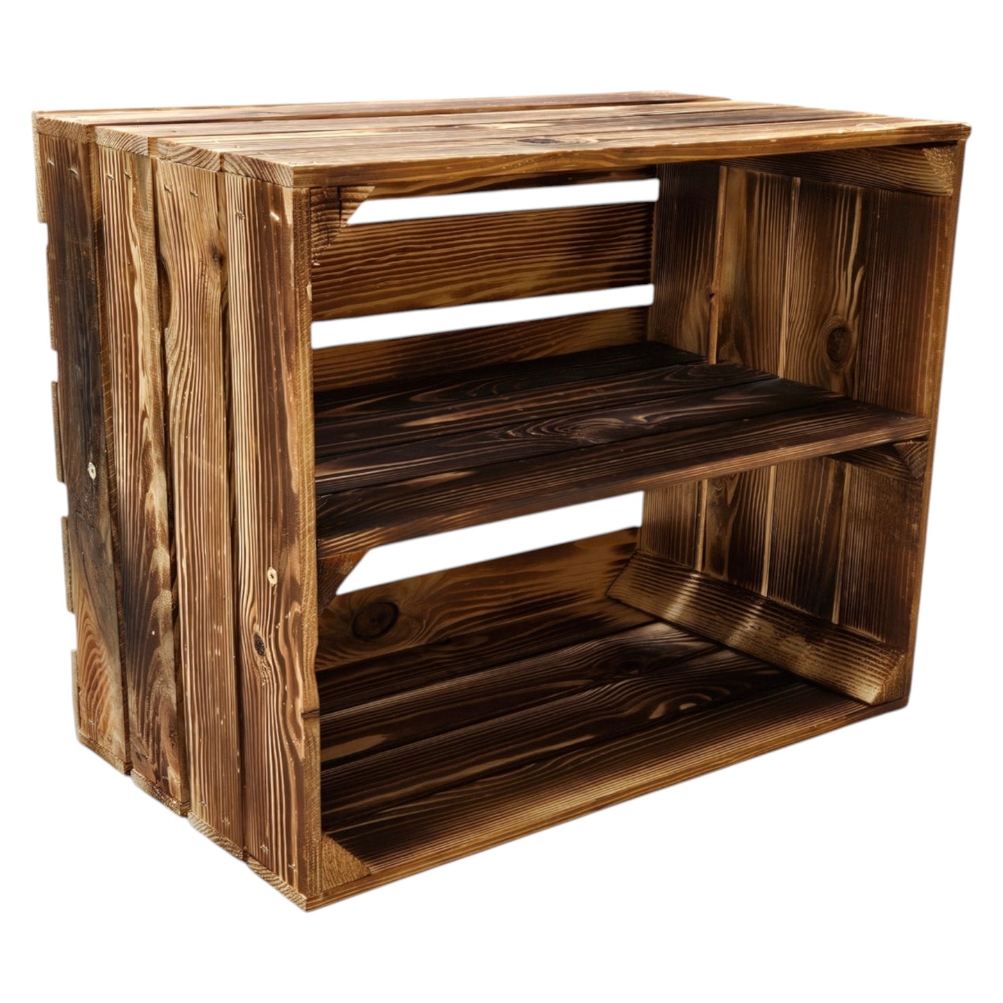 Holzkiste Kistenregal 50x40x30cm Boden Längs Geflammt 2er SET