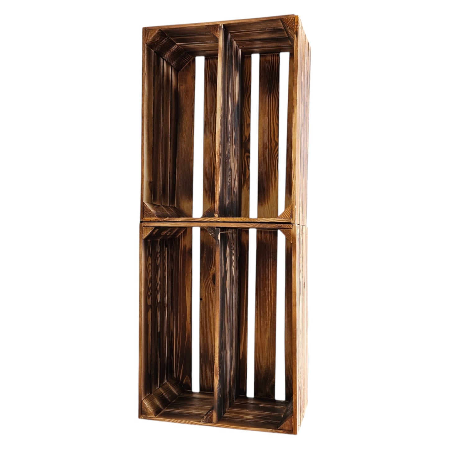Holzkiste Kistenregal 50x40x30cm Boden Längs Geflammt 2er SET