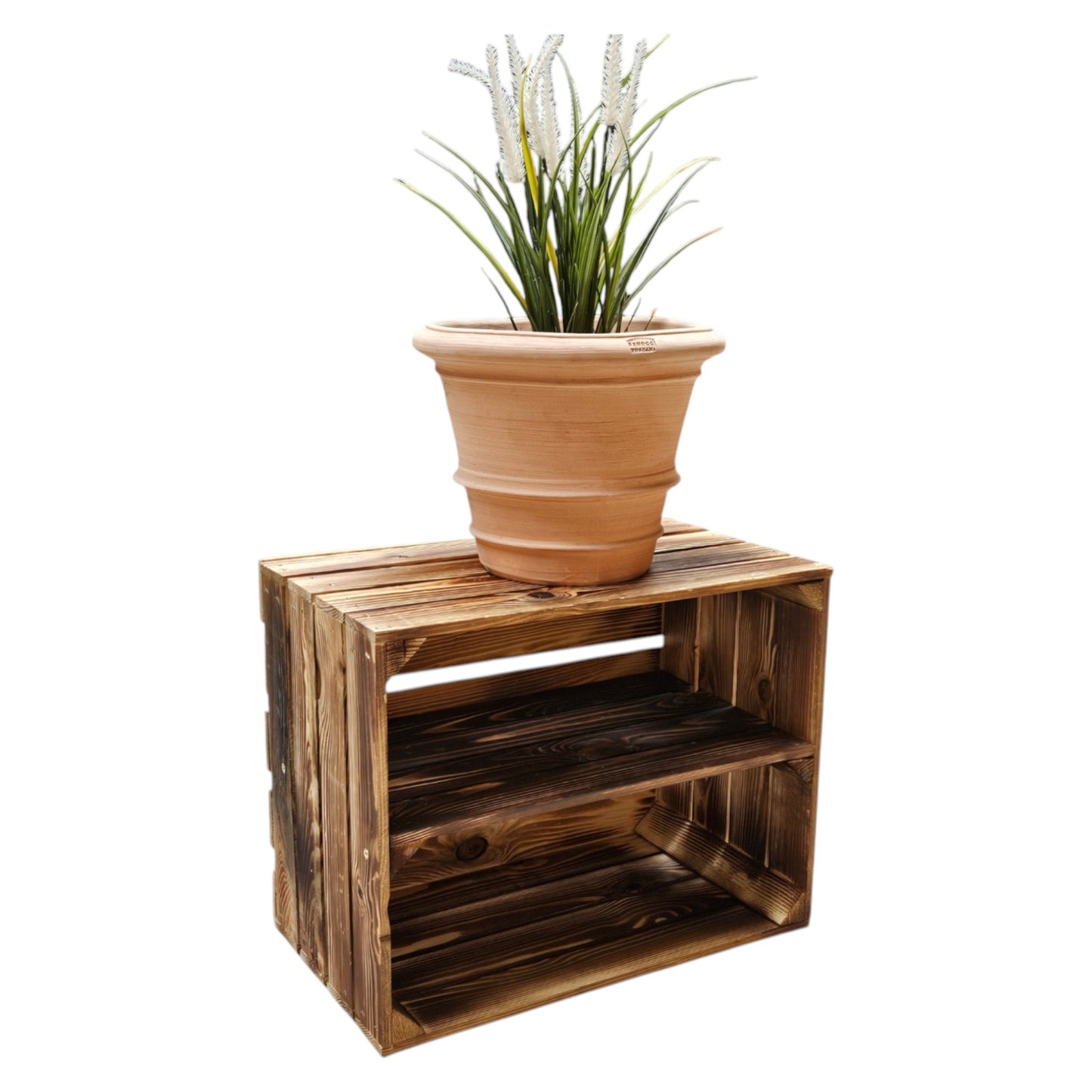 Holzkiste Kistenregal 50x40x30cm Boden Längs Geflammt 2er SET