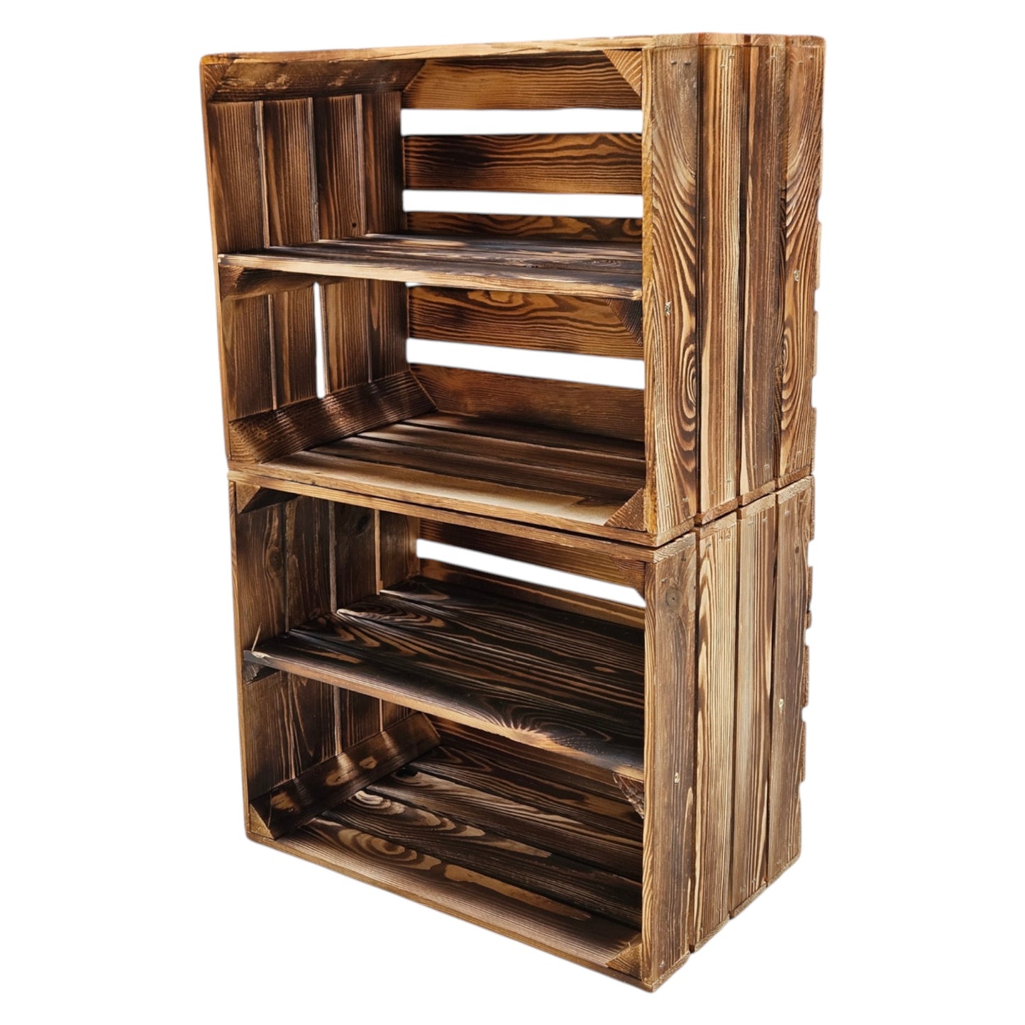 Holzkiste Kistenregal 50x40x30cm Boden Längs Geflammt 2er SET