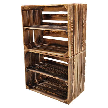 Holzkiste Kistenregal 50x40x30cm Boden Längs Geflammt 2er SET