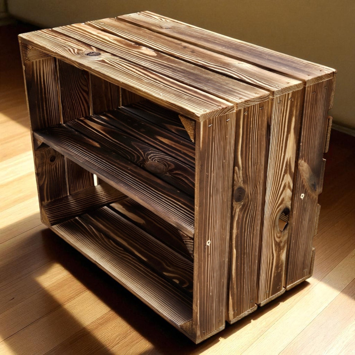 Holzkisten Regal 4er Set 50 x 40 x 30cm Geflammt Ablage Lang