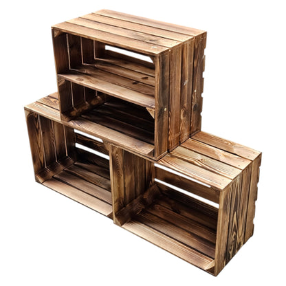 Obstkisten 3er Set 50 x 40 x 30cm Ablage Lang Geflammt