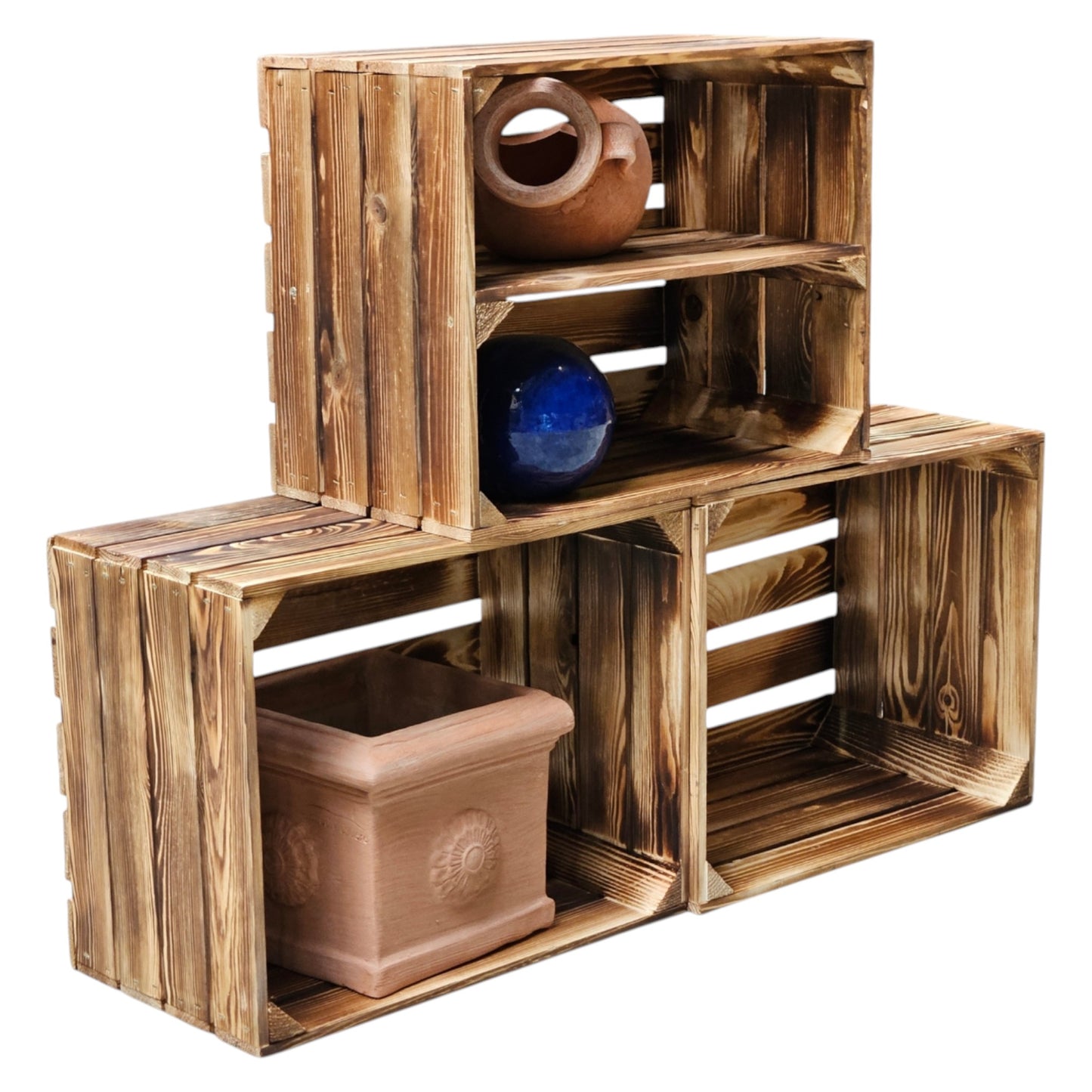 Obstkisten 3er Set 50 x 40 x 30cm Ablage Lang Geflammt