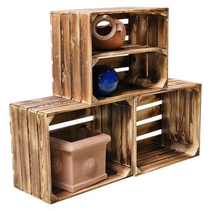 Obstkisten 3er Set 50 x 40 x 30cm Ablage Lang Geflammt