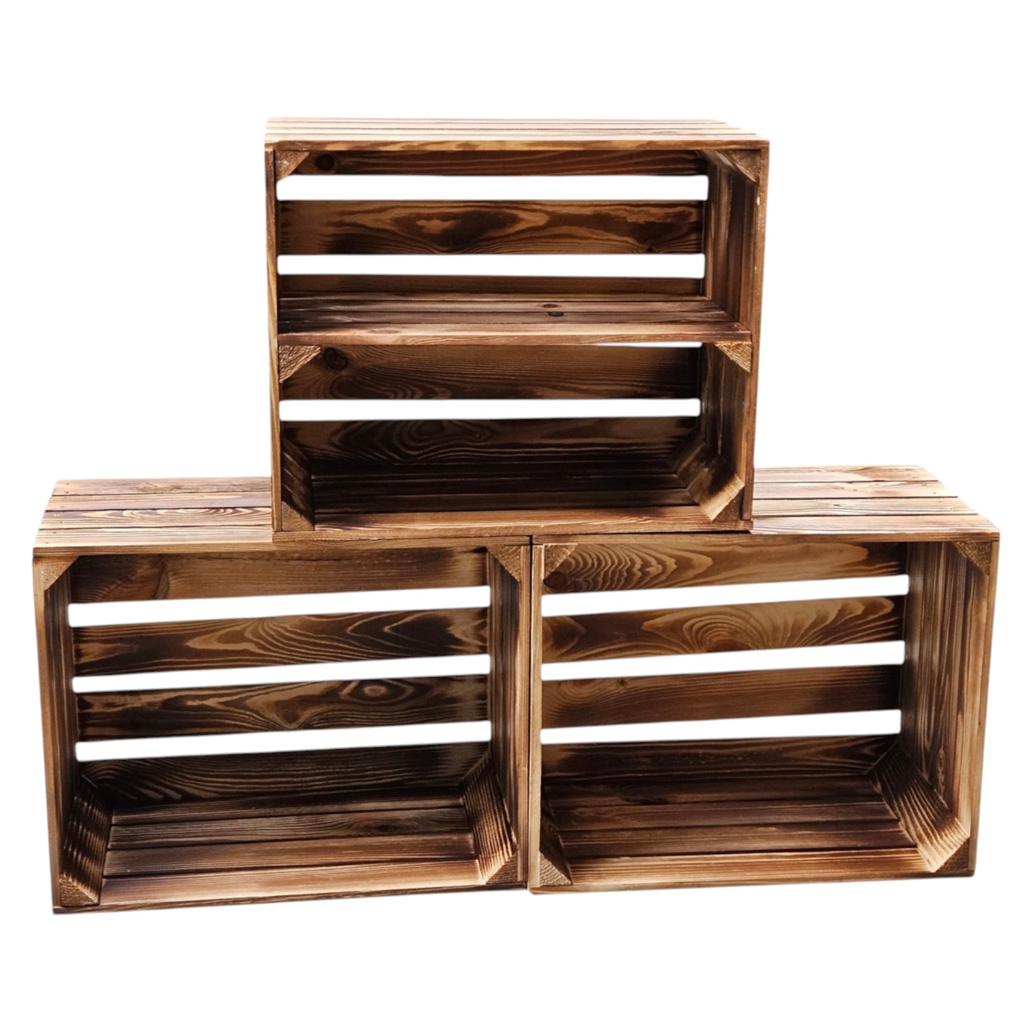 Obstkisten 3er Set 50 x 40 x 30cm Ablage Lang Geflammt