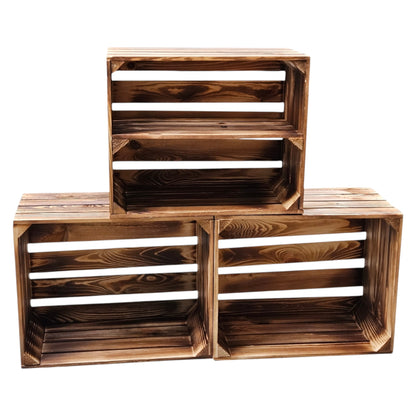 Obstkisten 3er Set 50 x 40 x 30cm Ablage Lang Geflammt