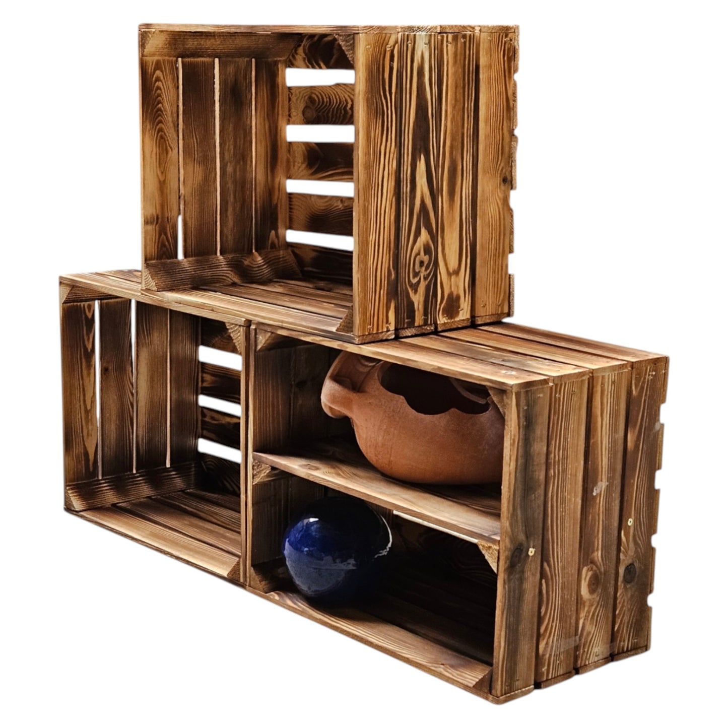 Obstkisten 3er Set 50 x 40 x 30cm Ablage Lang Geflammt