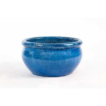 Blauer Keramik Übertopf 