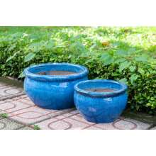 2.WAHL Blumentopf Keramik Modell &quot;Evergreen&quot; 34cm Royal Blau