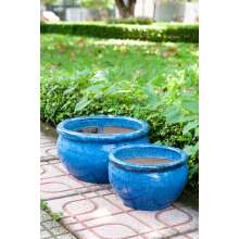 2.WAHL Blumentopf Keramik Modell &quot;Evergreen&quot; 34cm Royal Blau