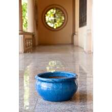 2.WAHL Blumentopf Keramik Modell &quot;Evergreen&quot; 43cm Royal Blau