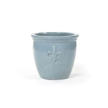 Übertopf aus Keramik in Grau-Blau