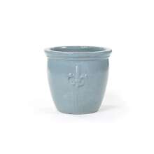 &Uuml;bertopf aus Keramik in Grau-Blau