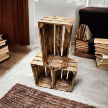 Holzkiste Dekokiste Box 38 x 22 x 20 cm 3er SET Geflammt