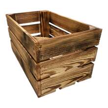 Holzkiste Dekokiste Box 38 x 22 x 20 cm 3er SET Geflammt