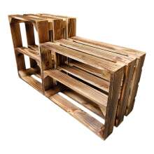 2er Set Holzkiste 40x30x25cm Geflammt Ablage