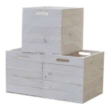 Holzkiste Obstkiste &quot;Kallax&quot; 32,5x38x32,5cm Weiss 3er SET