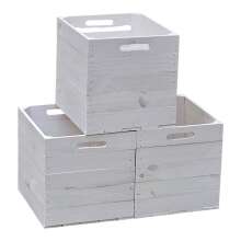 Holzkiste Obstkiste &quot;Kallax&quot; 32,5x38x32,5cm Weiss 3er SET