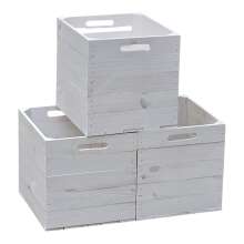 Holzkiste Obstkiste &quot;Kallax&quot; 32,5x38x32,5cm Weiss 3er SET