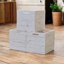 Holzkiste Obstkiste &quot;Kallax&quot; 32,5x38x32,5cm Weiss 3er SET