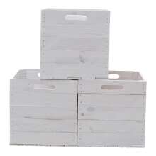 Holzkiste Obstkiste &quot;Kallax&quot; 32,5x38x32,5cm Weiss 3er SET