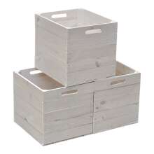 Holzkiste Obstkiste &quot;Kallax&quot; 32,5x38x32,5cm Weiss 3er SET