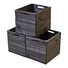 Holzkiste Obstkiste &quot;Kallax&quot; 32,5x38x32,5cm Schwarz 3er SET